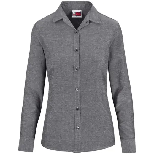 Ladies Long Sleeve Oxford Dark Grey